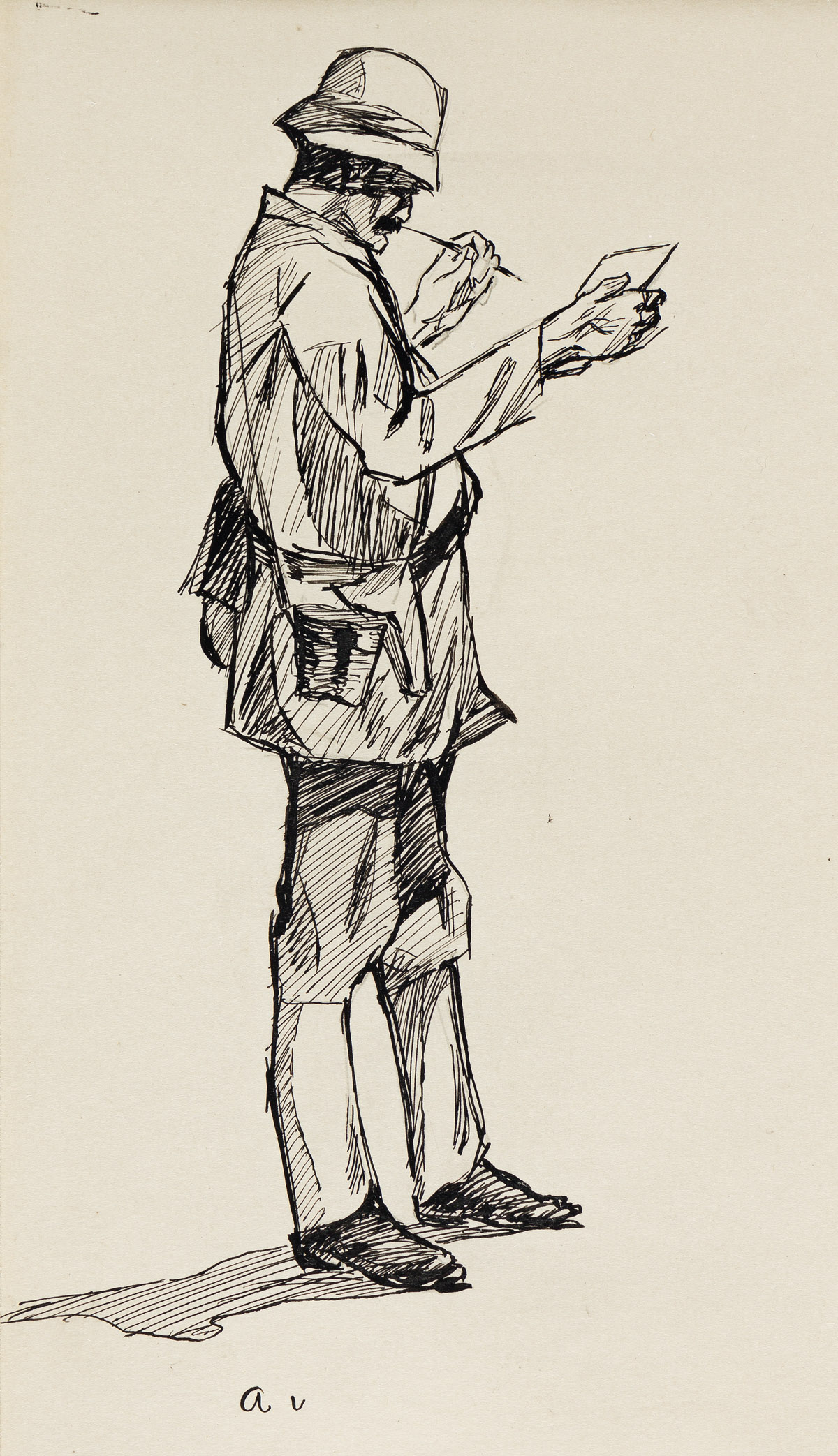 EDWARD HOPPER Standing Man in Khakis, Sketching.